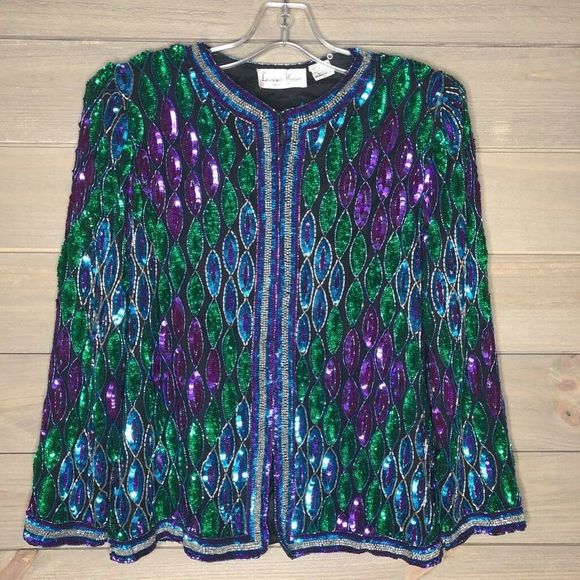 Laurence Kazar Jackets & Blazers - Laurence Kazar Jacket Vintage Silk Beads Sequin S
